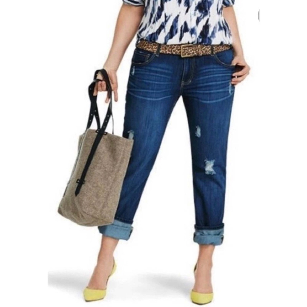 Cabi Slim Boyfriend Distressed Jeans Medium Wash Size 2 Style 3045